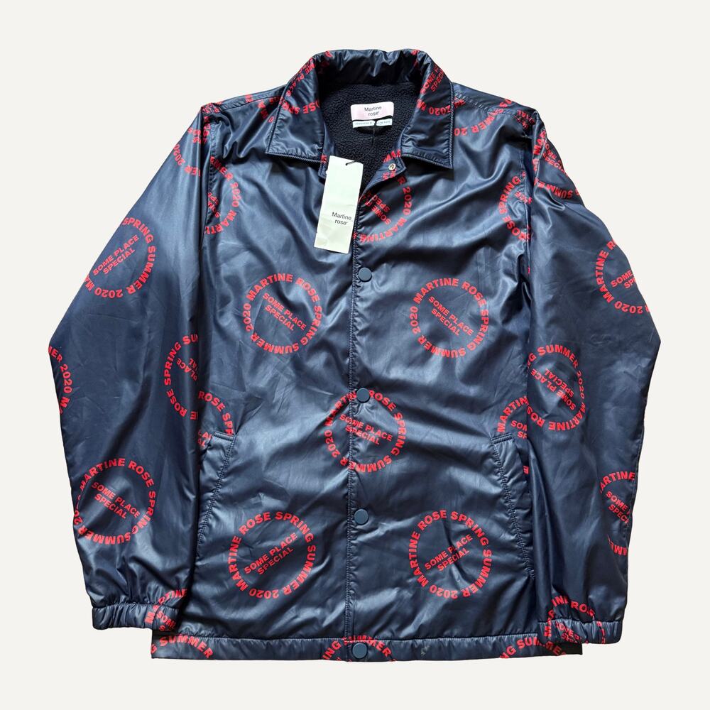 Size M - Martine Rose Men's AOP Logo Print Navy Coach Jacket